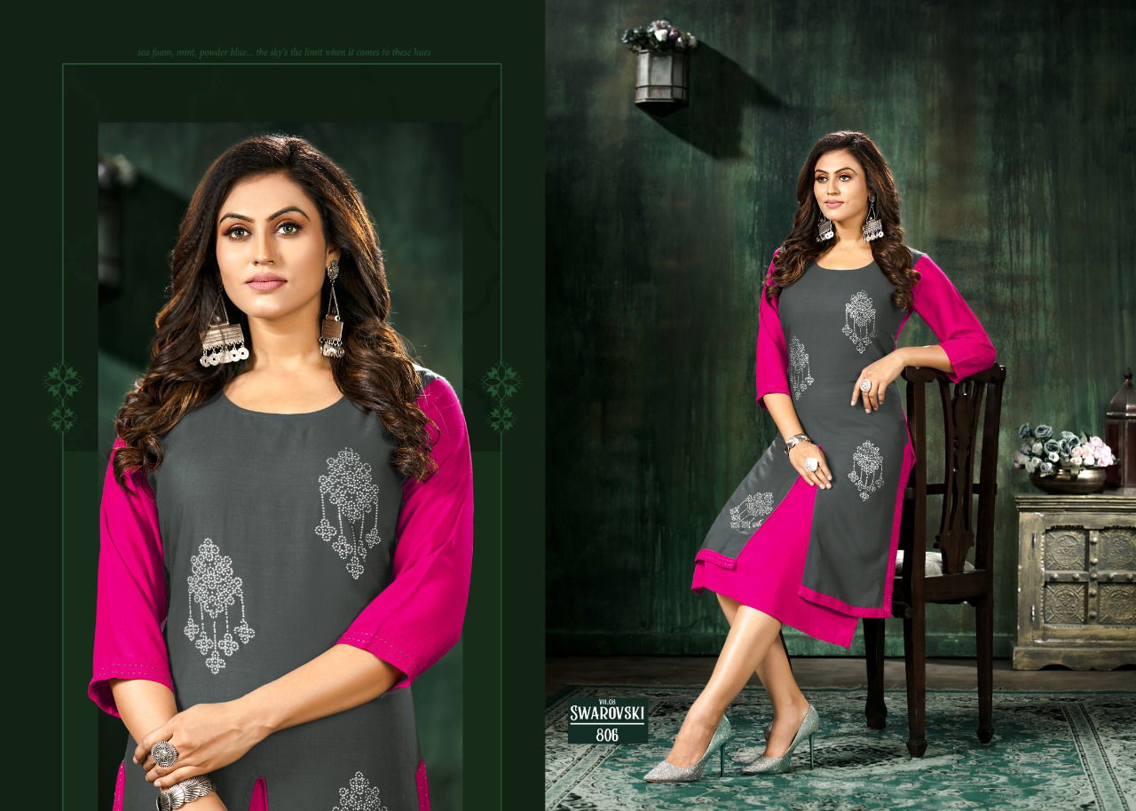 Swarovski Volume 8 By Kunti Designer Kurti Catalog